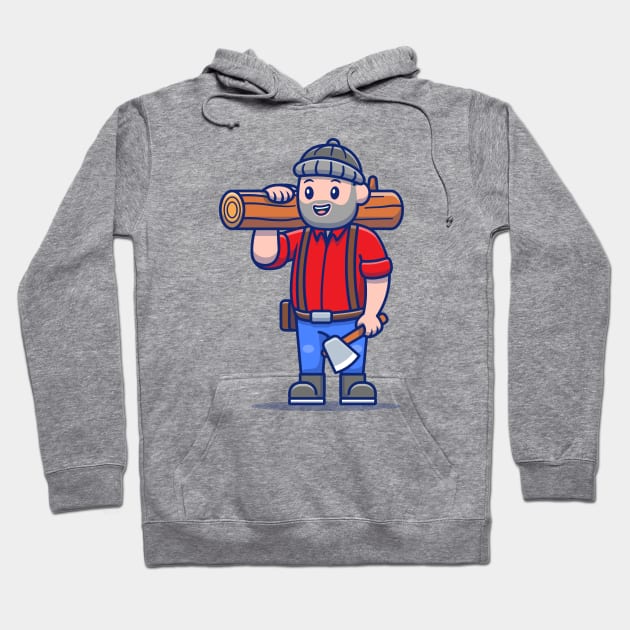 Cute Carpenter Holding Ax And Wood Hoodie by Catalyst Labs